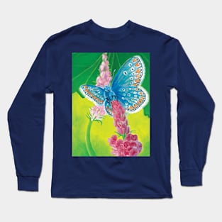 Chapman's blue Butterfly (Polyommatus thersites) on Sainfoin Illustration Long Sleeve T-Shirt